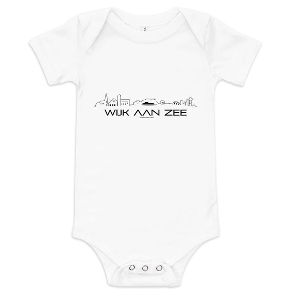 Baby Rompertje Wijk aan Zee White 3-6m houten cadeau decoratie relatiegeschenk van WoodWideCities