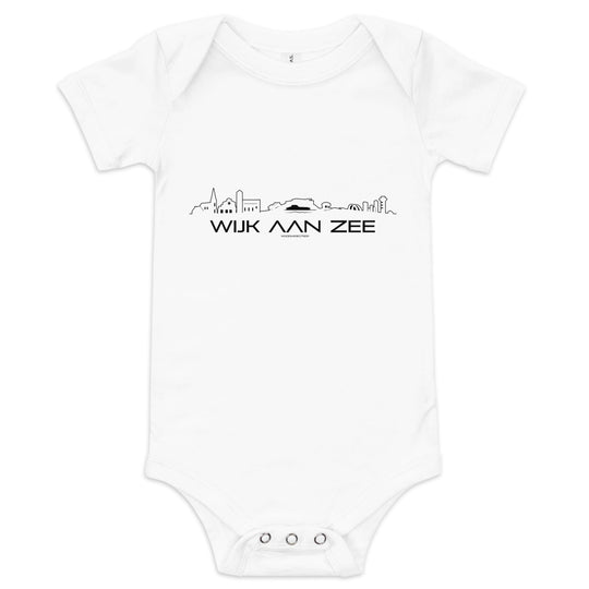 Baby Rompertje Wijk aan Zee White 3-6m houten cadeau decoratie relatiegeschenk van WoodWideCities