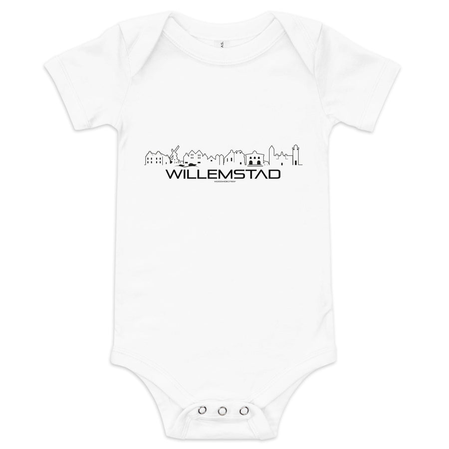 Baby Rompertje Willemstad Wit 3-6 m houten cadeau decoratie relatiegeschenk van WoodWideCities