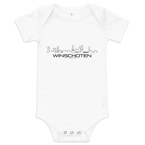 Baby Rompertje Winschoten White 3-6m houten cadeau decoratie relatiegeschenk van WoodWideCities