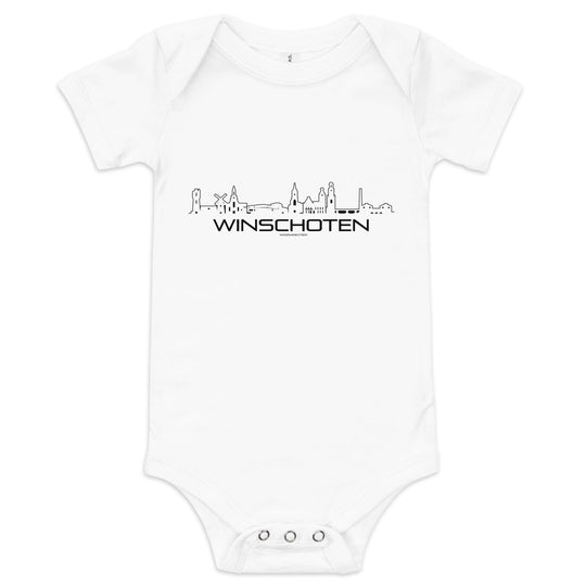 Baby Rompertje Winschoten White 3-6m houten cadeau decoratie relatiegeschenk van WoodWideCities