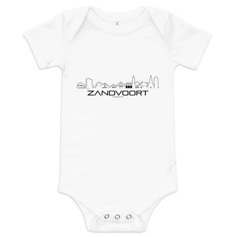 Baby Rompertje Zandvoort Wit 3-6 m houten cadeau decoratie relatiegeschenk van WoodWideCities