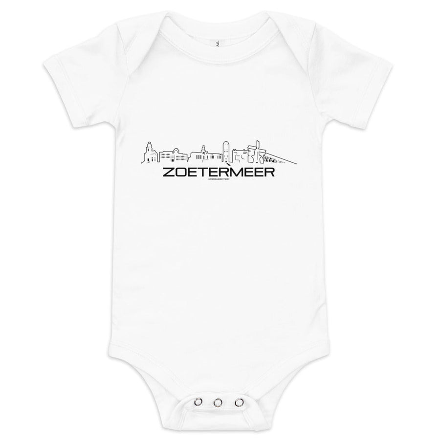 Baby Rompertje Zoetermeer White 3-6m houten cadeau decoratie relatiegeschenk van WoodWideCities