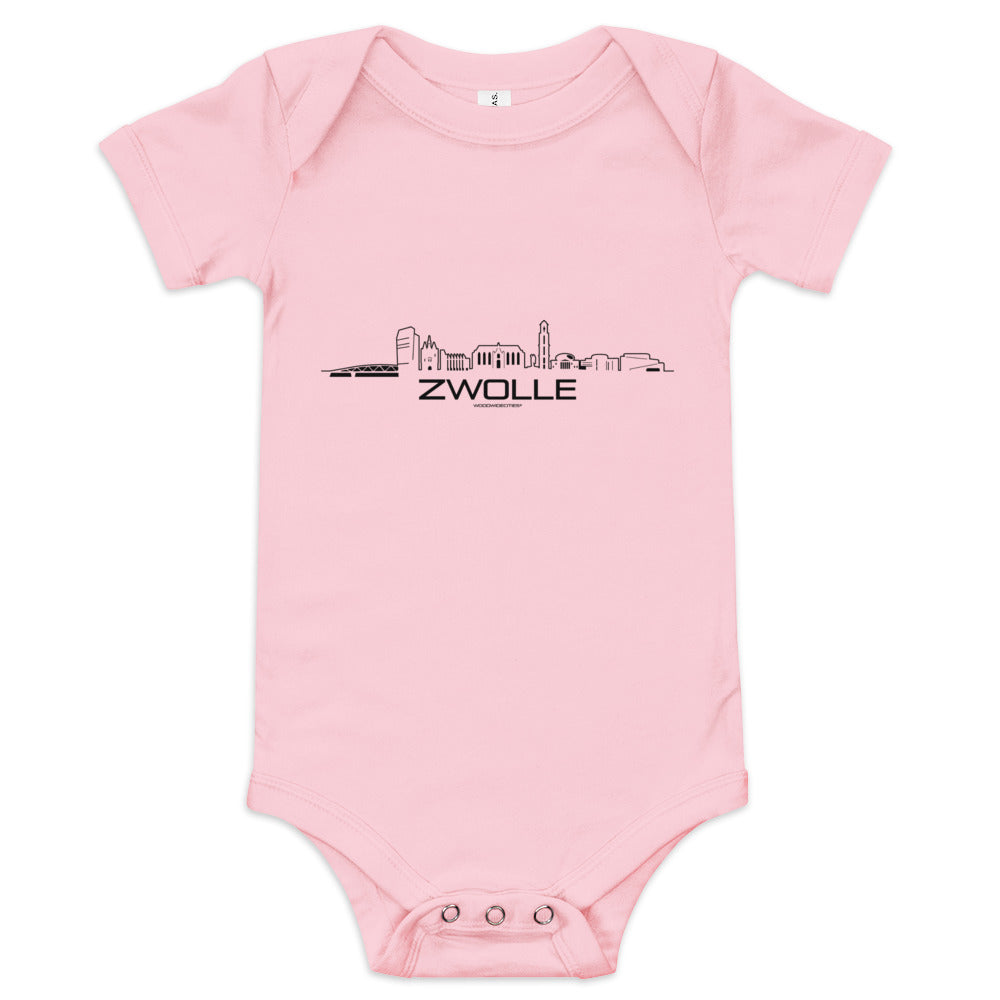 Baby Rompertje Zwolle Pink 3-6m houten cadeau decoratie relatiegeschenk van WoodWideCities