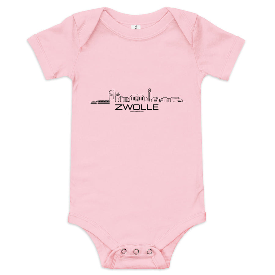 Baby Rompertje Zwolle Pink 3-6m houten cadeau decoratie relatiegeschenk van WoodWideCities