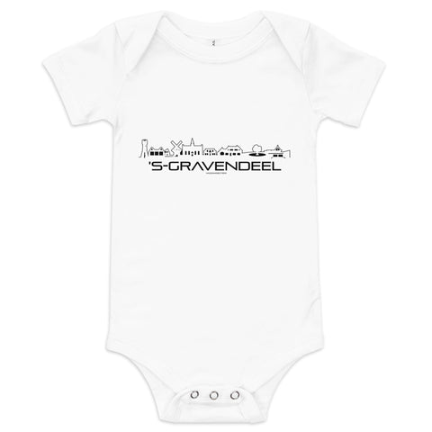 Baby Rompertje 's-Gravendeel White 3-6m houten cadeau decoratie relatiegeschenk van WoodWideCities