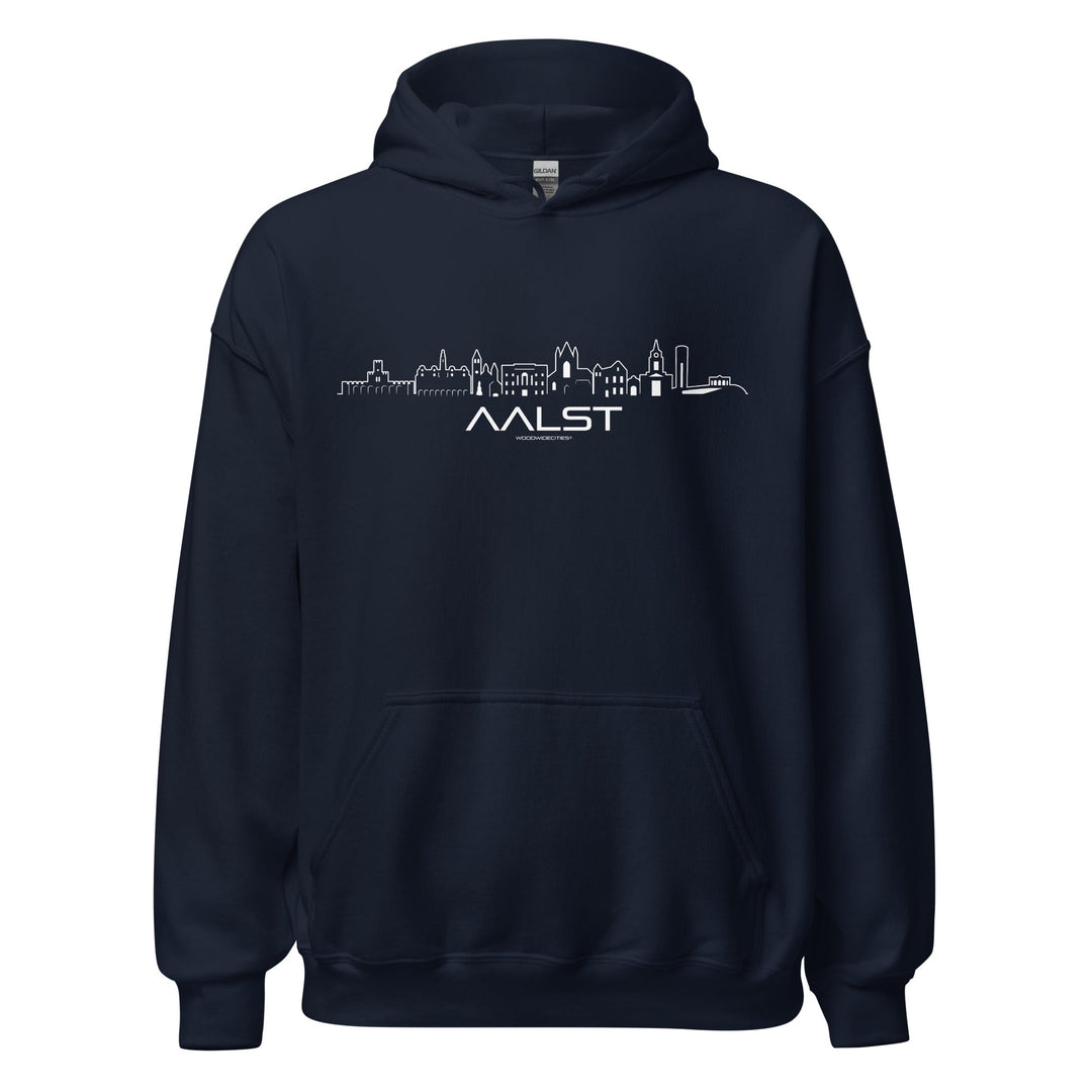 Hoodie Aalst Navy S houten cadeau decoratie relatiegeschenk van WoodWideCities