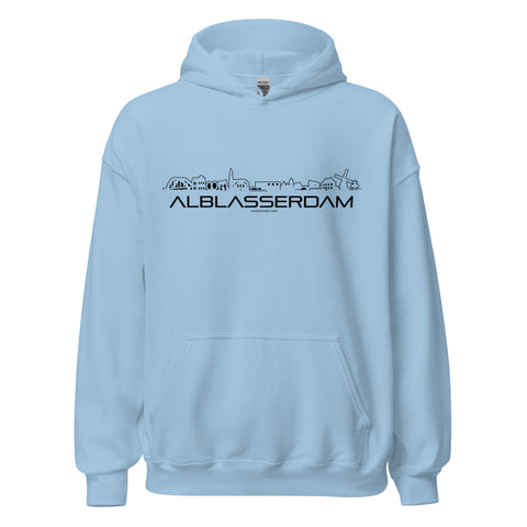 Hoodie Alblasserdam Light Blue S houten cadeau decoratie relatiegeschenk van WoodWideCities