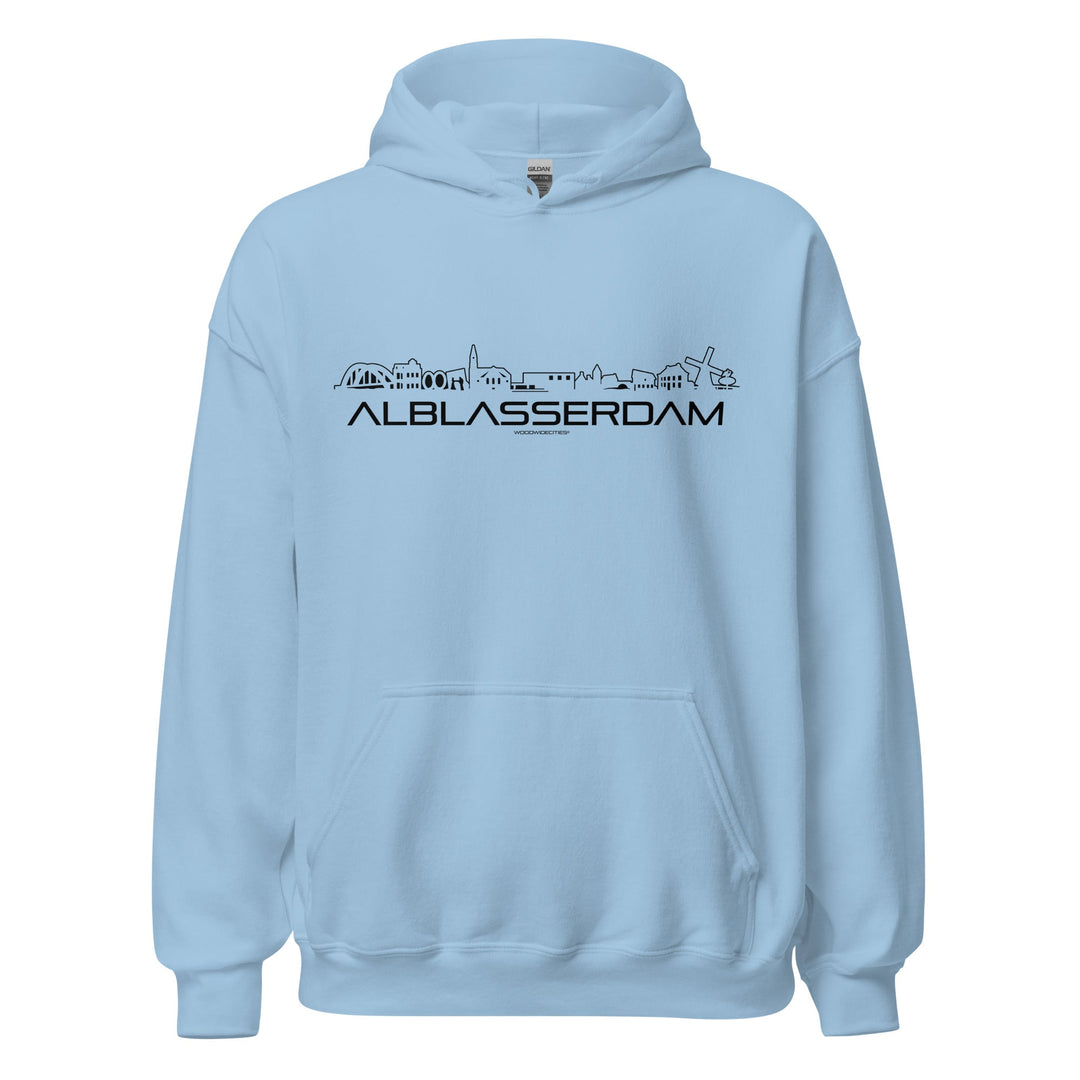 Hoodie Alblasserdam Light Blue S houten cadeau decoratie relatiegeschenk van WoodWideCities