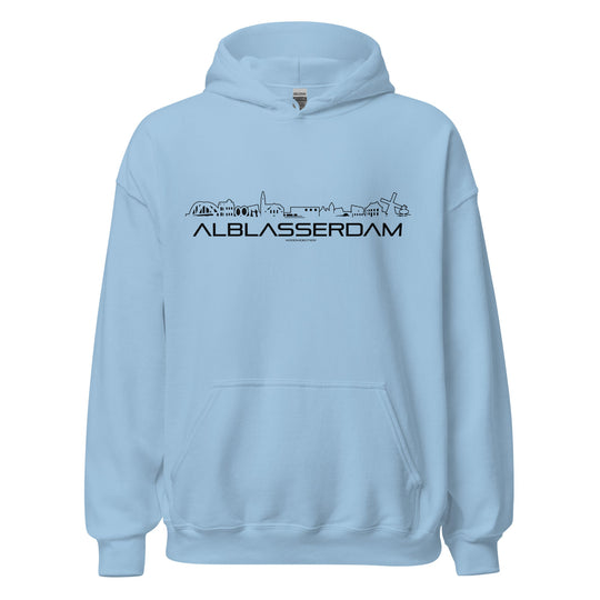 Hoodie Alblasserdam Light Blue S houten cadeau decoratie relatiegeschenk van WoodWideCities