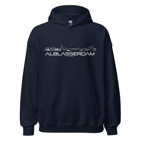 Hoodie Alblasserdam Navy S houten cadeau decoratie relatiegeschenk van WoodWideCities