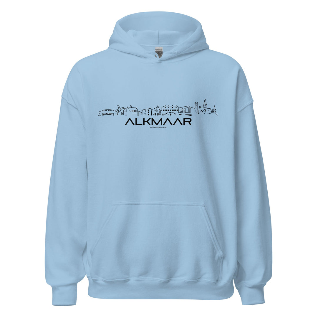Hoodie Alkmaar Light Blue S houten cadeau decoratie relatiegeschenk van WoodWideCities