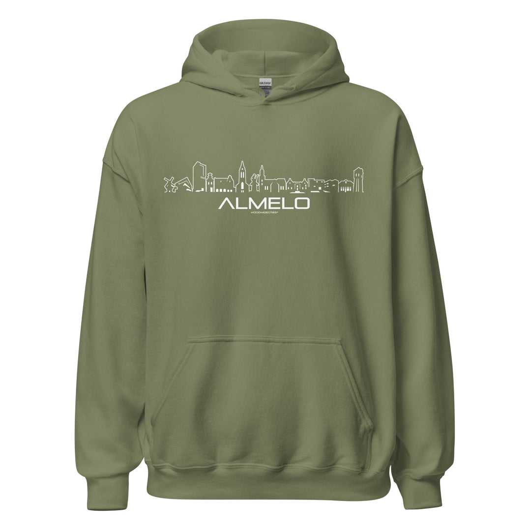 Hoodie Almelo Military Green S houten cadeau decoratie relatiegeschenk van WoodWideCities
