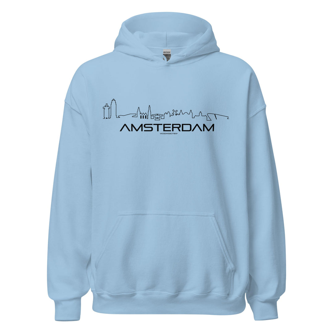 Hoodie Amsterdam Light Blue S houten cadeau decoratie relatiegeschenk van WoodWideCities