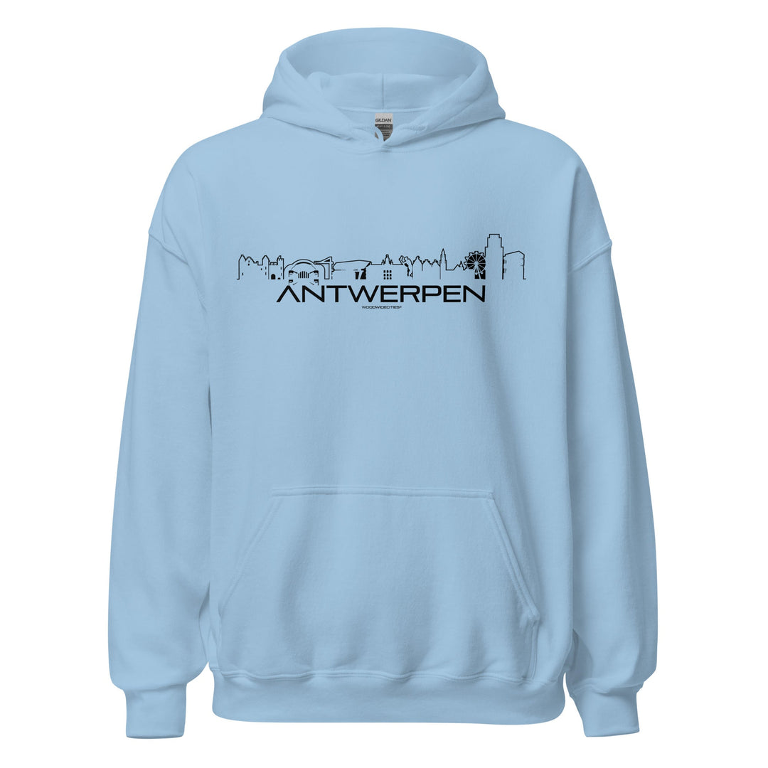 Hoodie Antwerpen Light Blue S houten cadeau decoratie relatiegeschenk van WoodWideCities