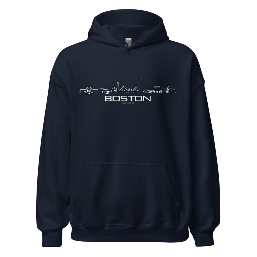 Hoodie Boston Navy S houten cadeau decoratie relatiegeschenk van WoodWideCities