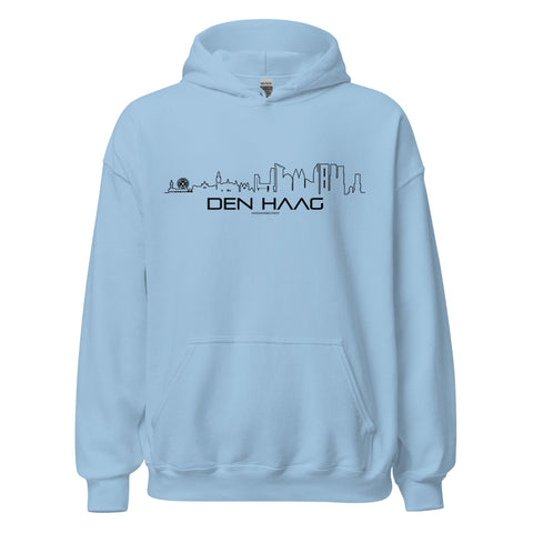Hoodie Den Haag Light Blue S houten cadeau decoratie relatiegeschenk van WoodWideCities