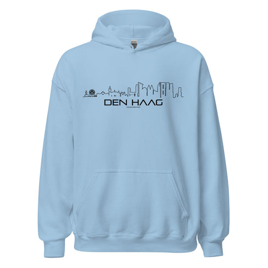 Hoodie Den Haag Light Blue S houten cadeau decoratie relatiegeschenk van WoodWideCities