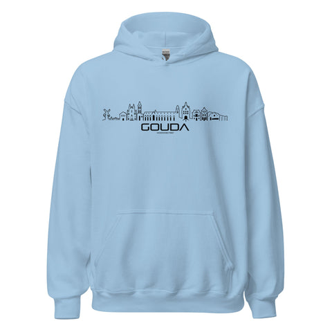 Hoodie Gouda Light Blue S houten cadeau decoratie relatiegeschenk van WoodWideCities