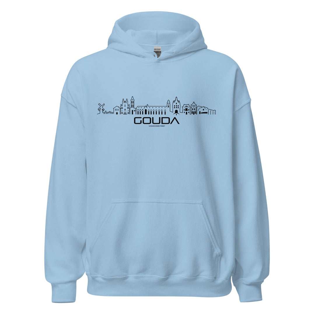Hoodie Gouda Light Blue S houten cadeau decoratie relatiegeschenk van WoodWideCities