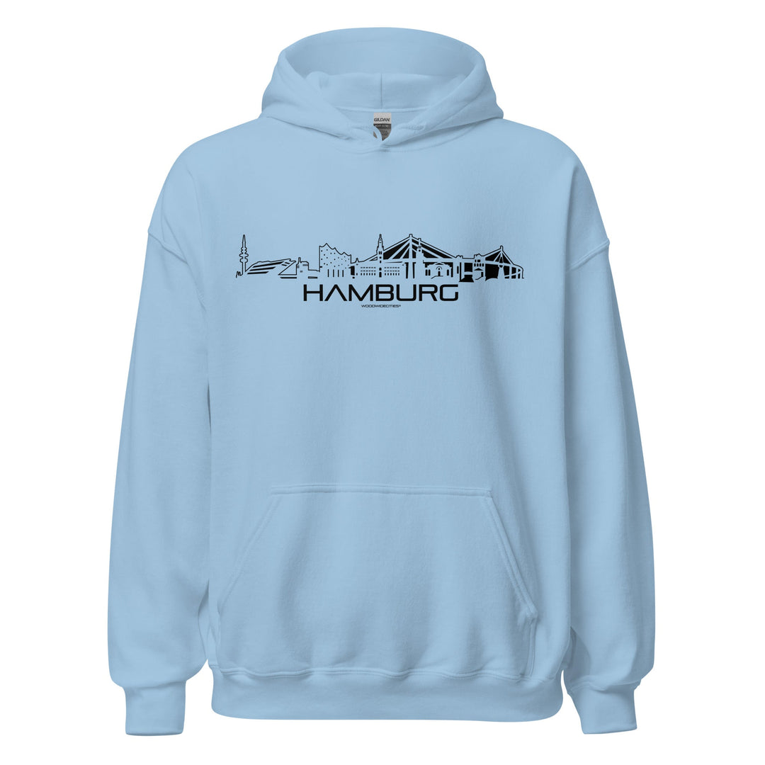 Hoodie Hamburg Light Blue S houten cadeau decoratie relatiegeschenk van WoodWideCities