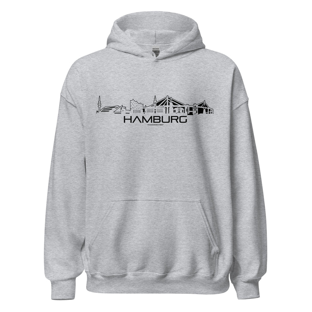 Hoodie Hamburg Sport Grey S houten cadeau decoratie relatiegeschenk van WoodWideCities