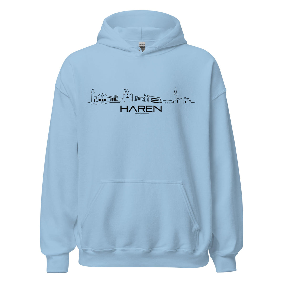 Hoodie Haren Light Blue S houten cadeau decoratie relatiegeschenk van WoodWideCities