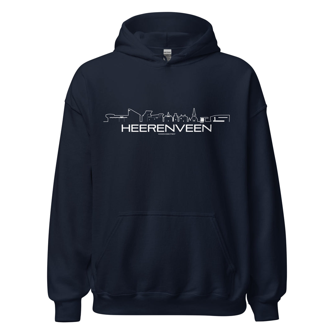 Hoodie Heerenveen Navy S houten cadeau decoratie relatiegeschenk van WoodWideCities