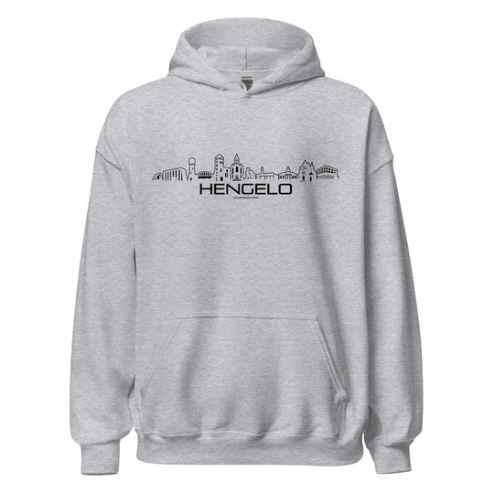 Hoodie Hengelo Sport Grey S houten cadeau decoratie relatiegeschenk van WoodWideCities