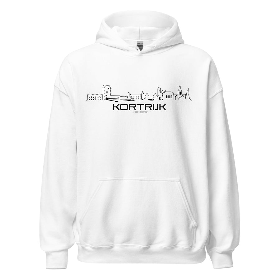Hoodie Kortrijk White S houten cadeau decoratie relatiegeschenk van WoodWideCities