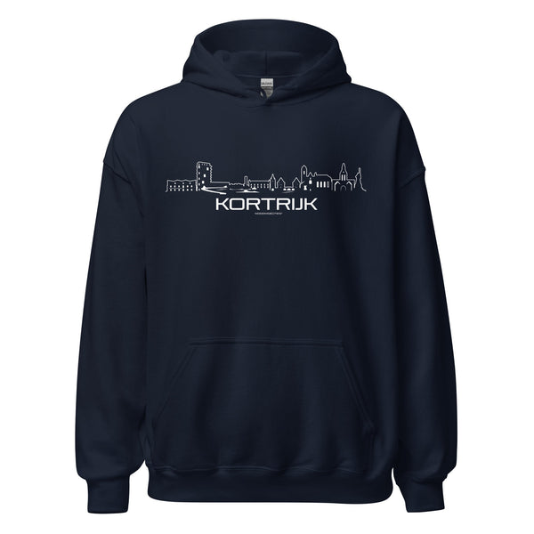 Hoodie Kortrijk Navy S houten cadeau decoratie relatiegeschenk van WoodWideCities