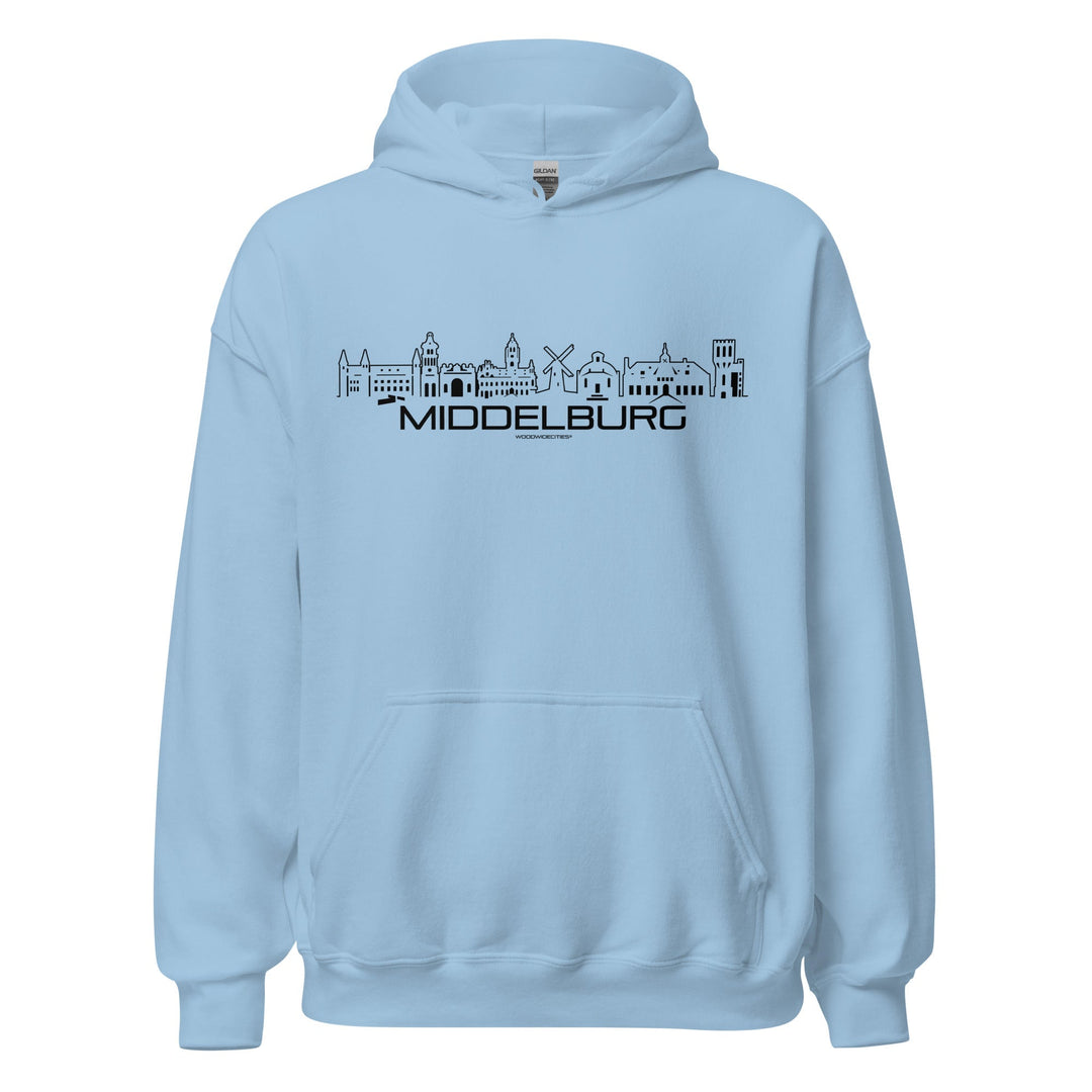 Hoodie Middelburg Light Blue S houten cadeau decoratie relatiegeschenk van WoodWideCities