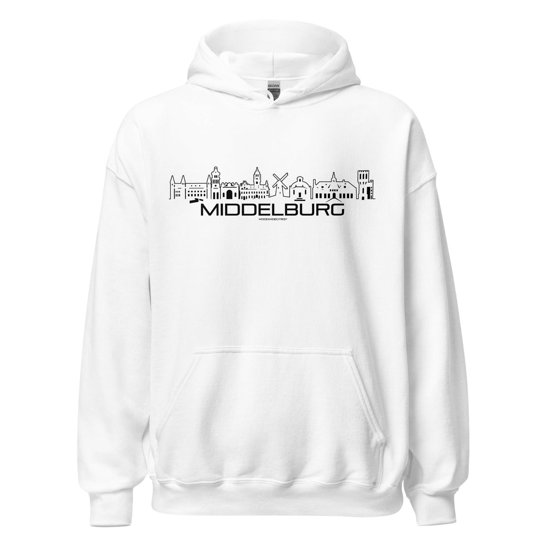Hoodie Middelburg White S houten cadeau decoratie relatiegeschenk van WoodWideCities
