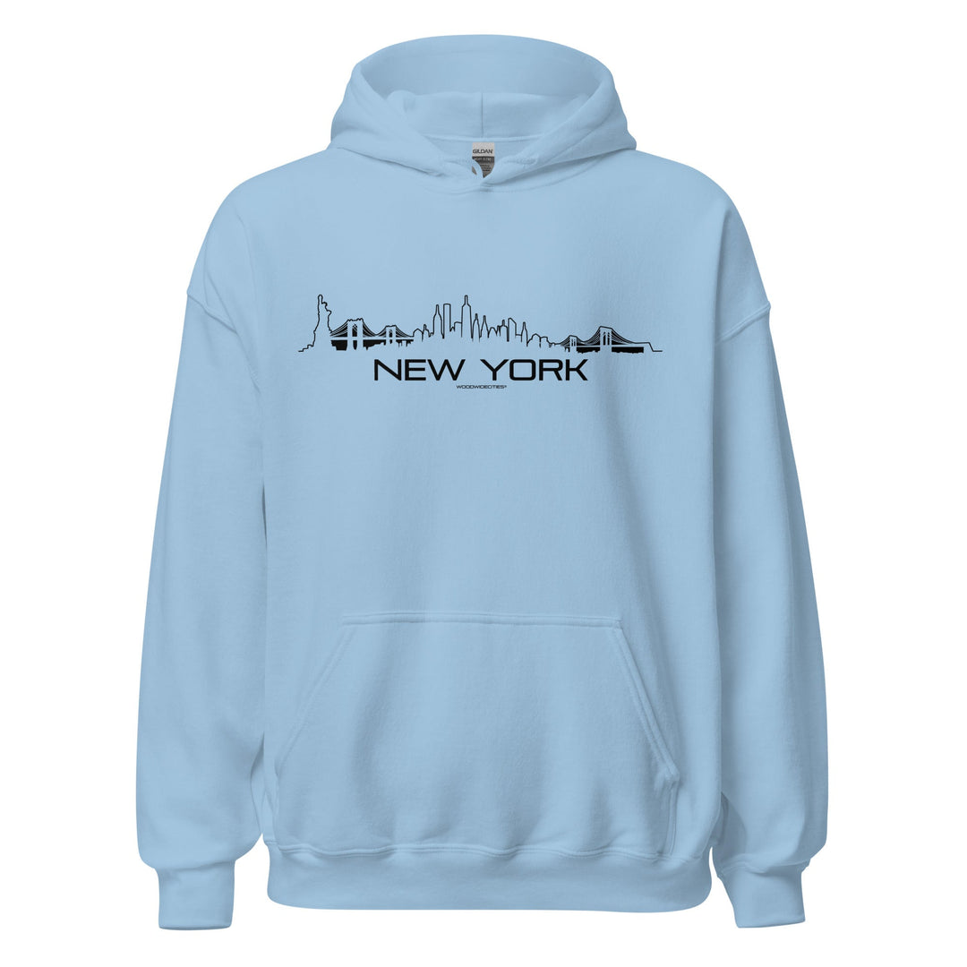 Hoodie New York Light Blue S houten cadeau decoratie relatiegeschenk van WoodWideCities