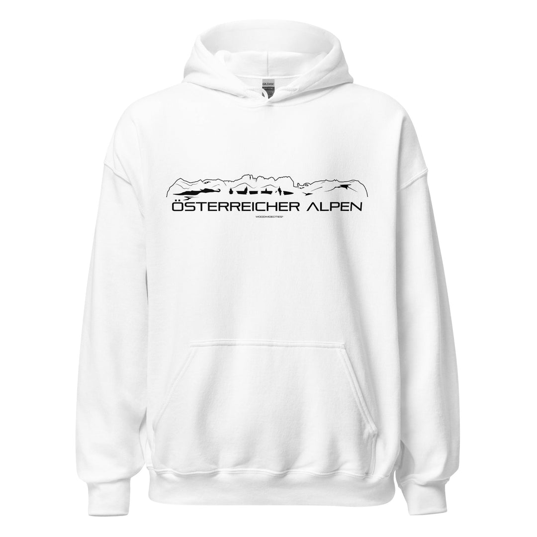 Hoodie Österreicher Alpen White S houten cadeau decoratie relatiegeschenk van WoodWideCities