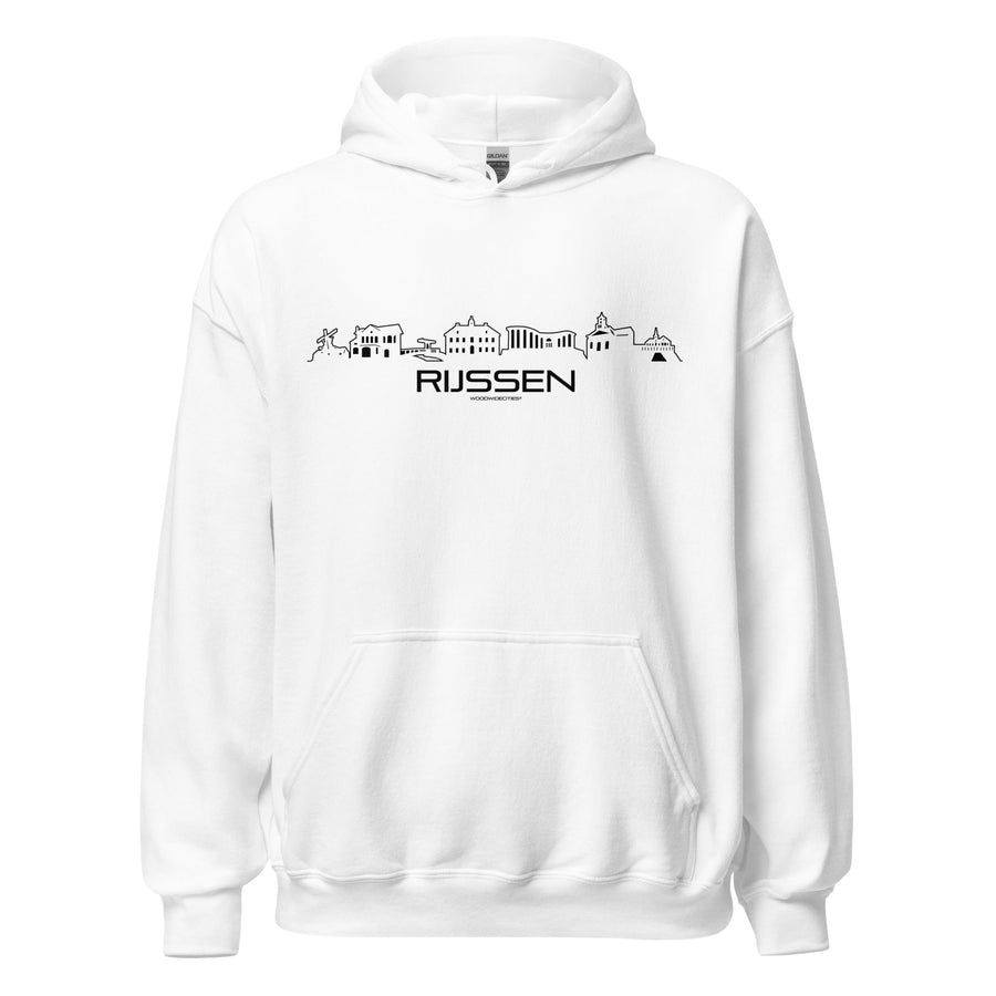 Hoodie Rijssen White S houten cadeau decoratie relatiegeschenk van WoodWideCities