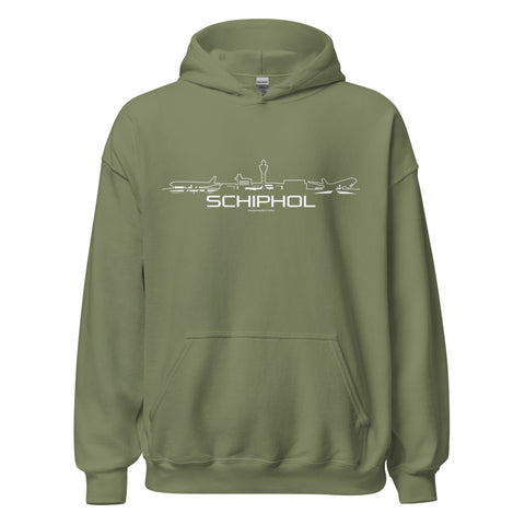 Hoodie Schiphol Military Green S houten cadeau decoratie relatiegeschenk van WoodWideCities