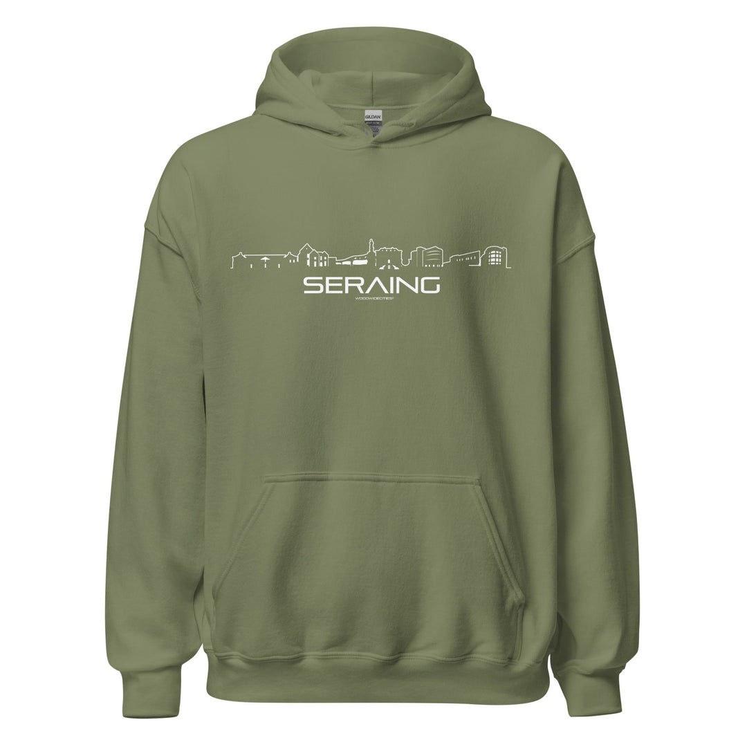 Hoodie Seraing Military Green S houten cadeau decoratie relatiegeschenk van WoodWideCities