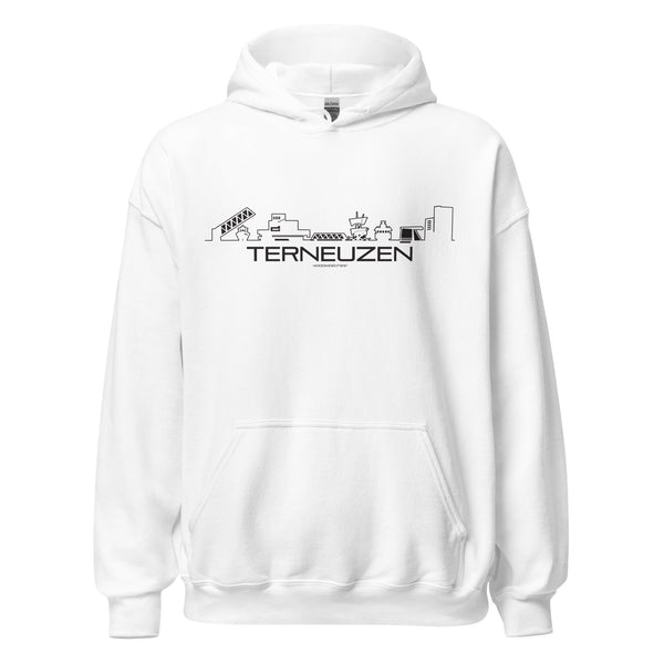 Hoodie Terneuzen White S houten cadeau decoratie relatiegeschenk van WoodWideCities