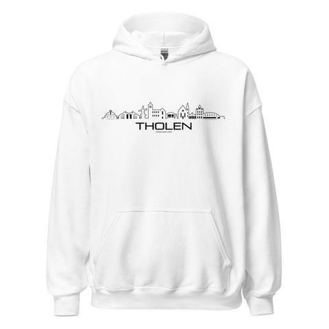 Hoodie Tholen White S houten cadeau decoratie relatiegeschenk van WoodWideCities