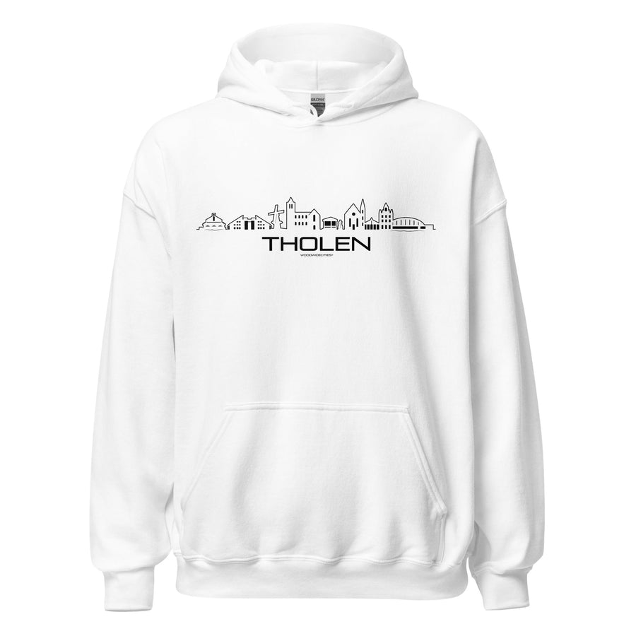 Hoodie Tholen White S houten cadeau decoratie relatiegeschenk van WoodWideCities