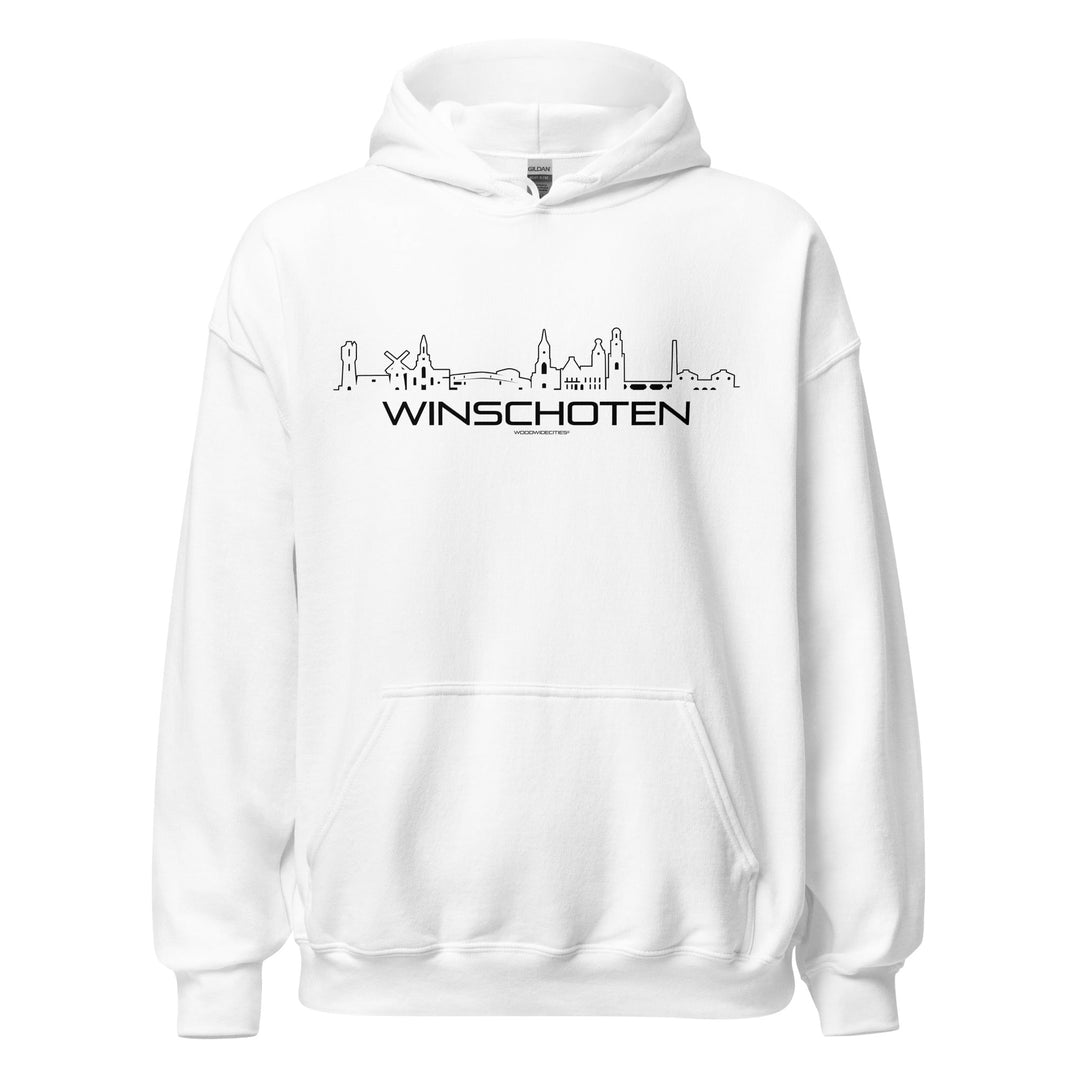 Hoodie Winschoten White S houten cadeau decoratie relatiegeschenk van WoodWideCities