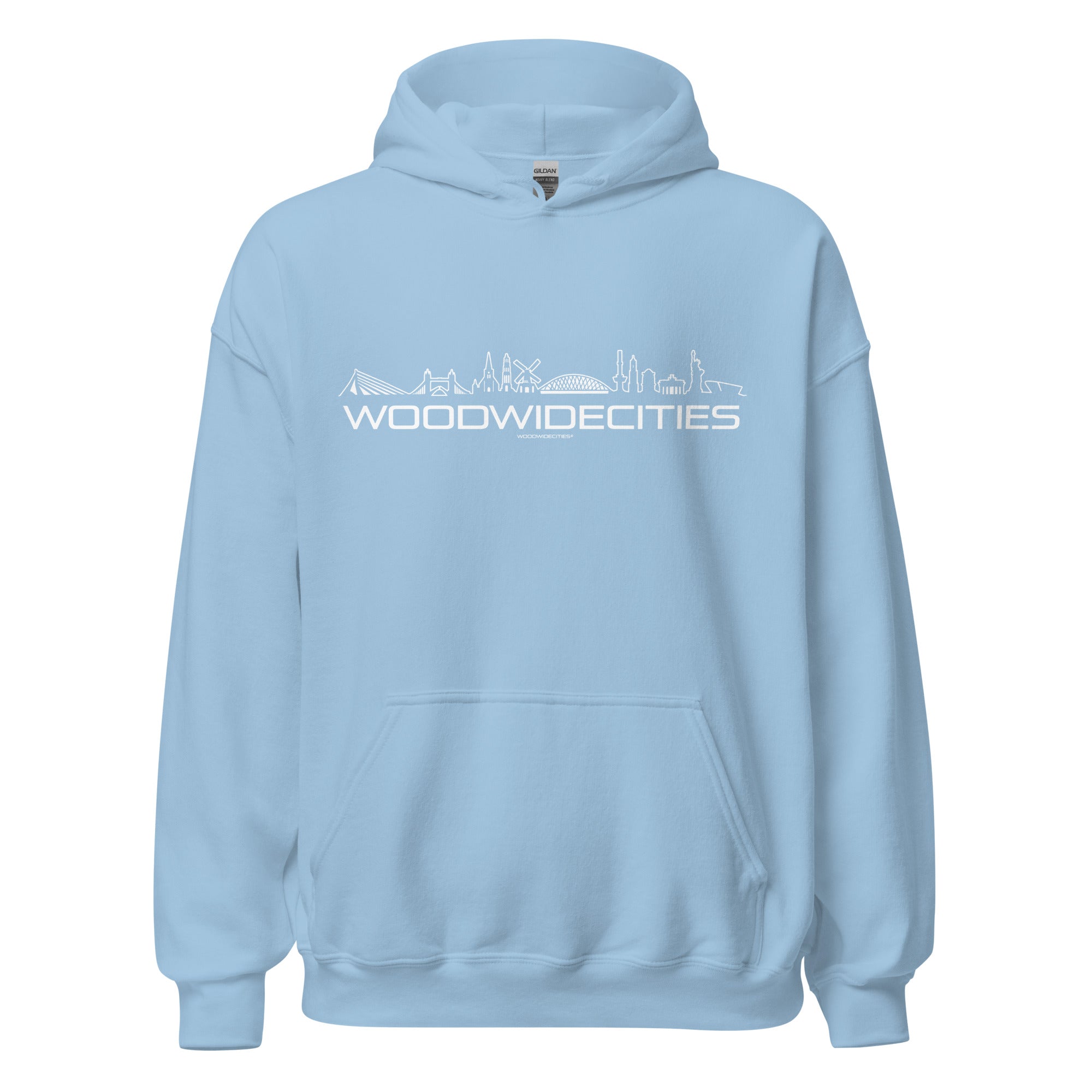 Hoodie WoodWideCities Lichtblauw S houten cadeau decoratie relatiegeschenk van WoodWideCities