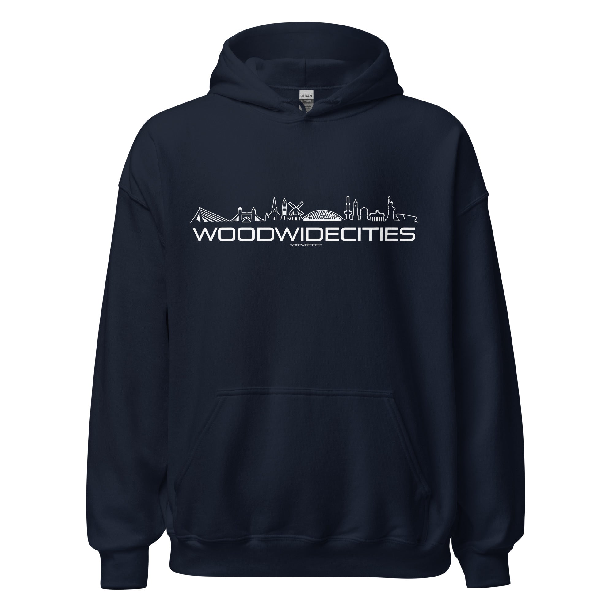 Hoodie WoodWideCities Marineblauw S houten cadeau decoratie relatiegeschenk van WoodWideCities