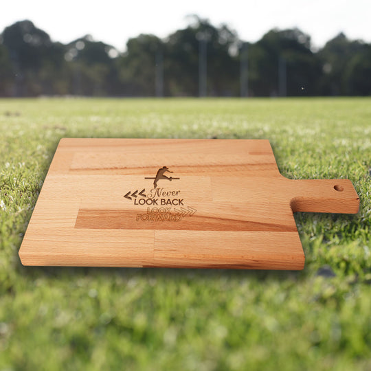 Serveerplank Hoogspringen Never Look Back Look Forward