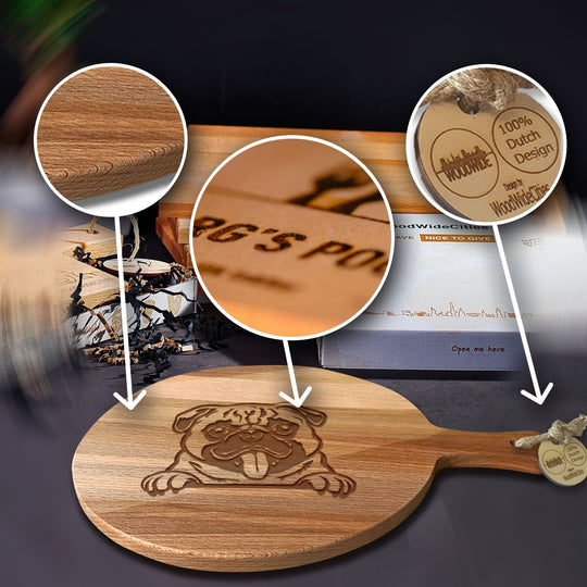 Serveerplank Rond Honden Mopshond