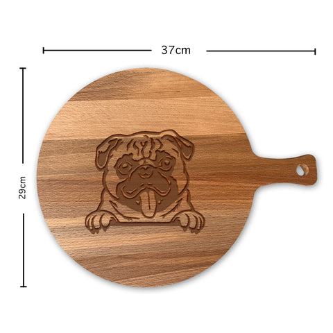 Serveerplank Rond Honden Mopshond