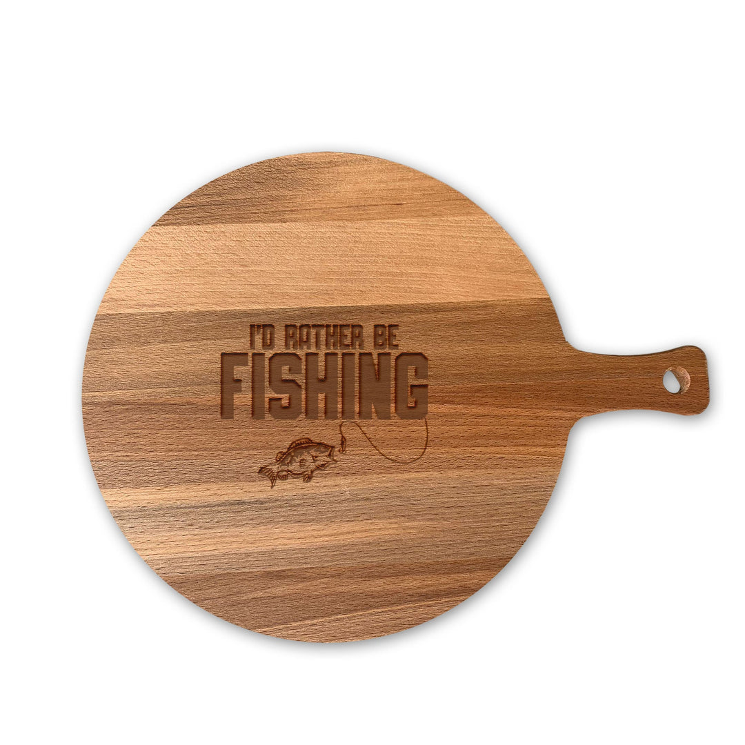 Serveerplank Rond Vissen I'd Rather Be Fishing houten cadeau decoratie relatiegeschenk van WoodWideCities