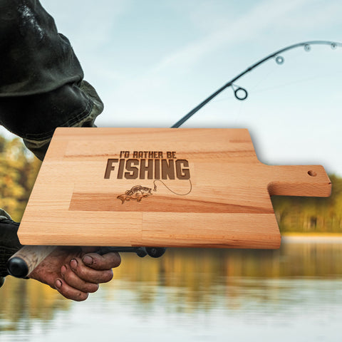 Serveerplank Vissen I'd Rather Be Fishing houten cadeau decoratie relatiegeschenk van WoodWideCities