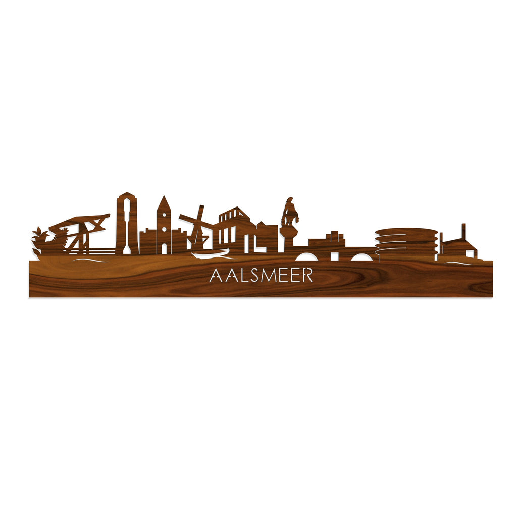 Skyline Aalsmeer Palissander houten cadeau decoratie relatiegeschenk van WoodWideCities